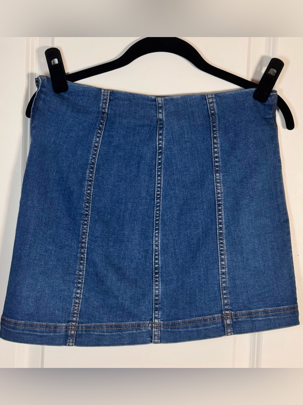 Wild Fable Denim Mini Skirt 8 Blue Paneled Y2K Stretch Side Zip 90s Preppy Retro